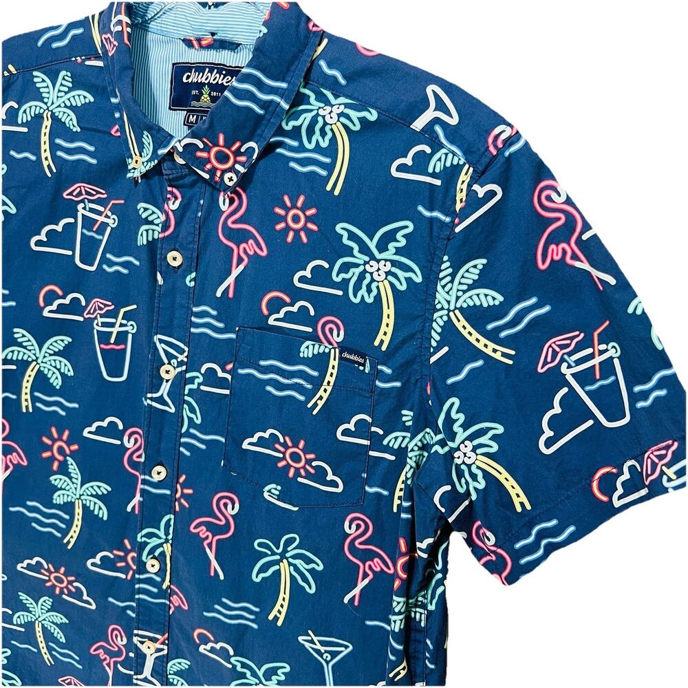 Chubbies The Neon Light Performance Polo Mens Friday‎ Shirt Sz M UPF 50 Golf Bbq - Picture 2 of 9